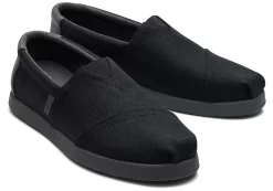 Herren TOMS Alpargata*Alp Fwd Black Canvas Synthetic Trim Black Waxed Canvas