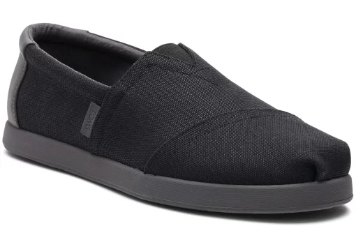 Herren TOMS Alpargata*Alp Fwd Black Canvas Synthetic Trim Black Waxed Canvas