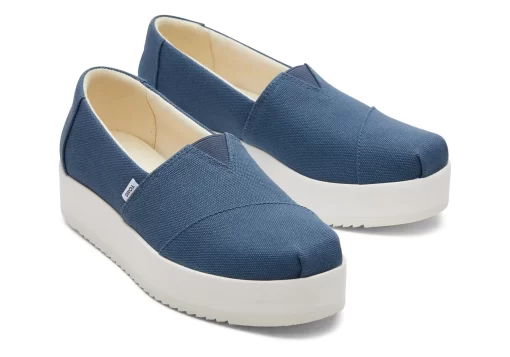 Damen TOMS Slipper*Alpargata Blue Midform Espadrille Majolika-Blau