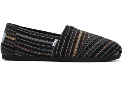 Damen TOMS Hausschuhe*Alpargata Chenille-Stickerei Embroidered Black