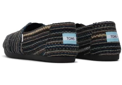 Damen TOMS Hausschuhe*Alpargata Chenille-Stickerei Embroidered Black