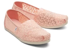 Damen TOMS Alpargata*Alpargata Floral Lace Zart Pfirsichrosafarbige Blumenspitze