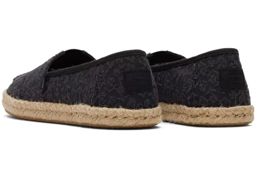 Damen TOMS Espadrilles*Alpargata Floral Lace Rope Espadrille Schwarze Blumenspitze