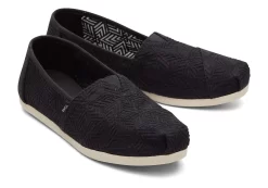 Damen TOMS Alpargata*Alpargata Geometric Lace Schwarze Spitze Geometrisch