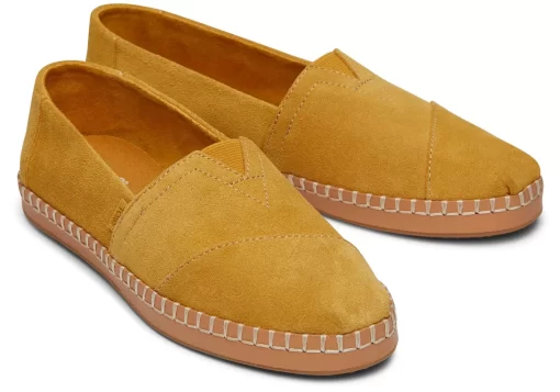 Damen TOMS Slipper*Alpargata Mit Lederbezug Suede Bernsteingelb Gold