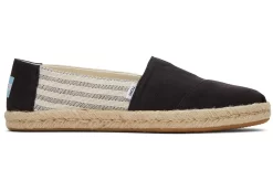 Damen TOMS Espadrilles*Alpargata Recycled Cotton Rope Espadrille Schwarz Gestreift