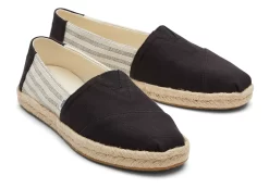 Damen TOMS Espadrilles*Alpargata Recycled Cotton Rope Espadrille Schwarz Gestreift