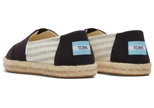 Damen TOMS Espadrilles*Alpargata Recycled Cotton Rope Espadrille Schwarz Gestreift