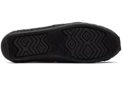 Damen TOMS Slipper*Alpargata Schwarzer Rippenstrick Mit Kunstfell Rib Knit Black