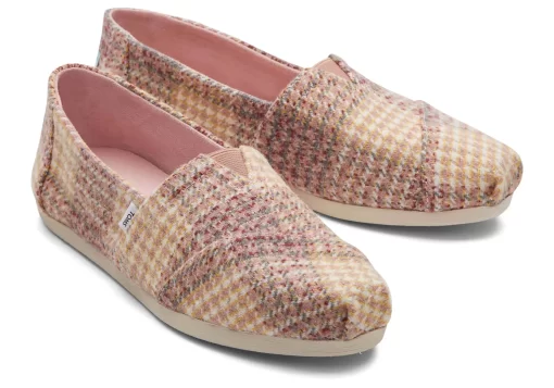 Damen TOMS Alpargata*Alpargata Tweed Hahnentrittmuster Plaid Pink Quartz