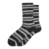 Damen TOMS *Cozy Cushioned Crew Socks Black Stripes Black Glitter