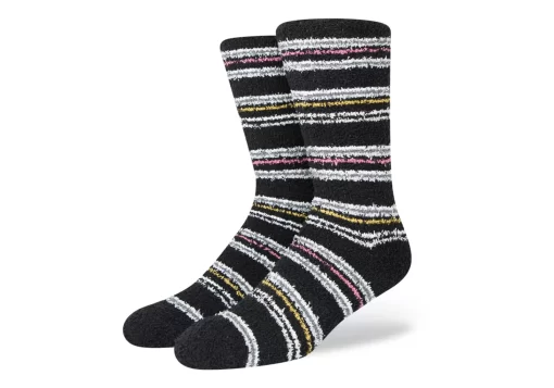 Damen TOMS *Cozy Cushioned Crew Socks Black Stripes Black Glitter