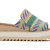 Damen TOMS Plateauschuhe*Diana Mule Sandal Neon-Pinkes Global-Jacquard