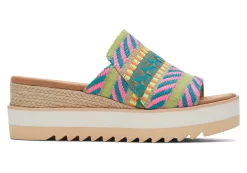 Damen TOMS Plateauschuhe*Diana Mule Sandal Neon-Pinkes Global-Jacquard