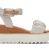 Damen TOMS Plateauschuhe*Diana Ruched Woven Wedge Sandal Kittgrau Geruschtes Gewebe