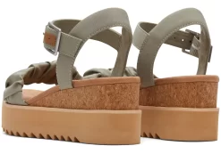 Damen TOMS Plateauschuhe*Diana Ruched Woven Wedge Sandal Vetiver-Grau Geruschtes Gewebe