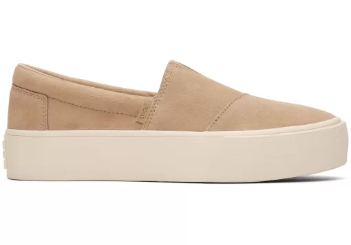 Damen TOMS Sneakers*Fenix Plateau-Slipper Suede Oatmeal