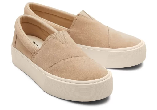 Damen TOMS Sneakers*Fenix Plateau-Slipper Suede Oatmeal