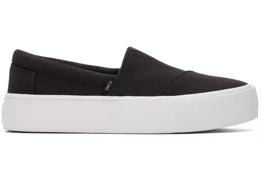 Damen TOMS Sneakers*Fenix Platform Black Canvas Slip On Sneaker Canvas Schwarz