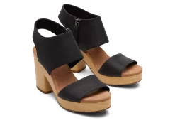 Damen TOMS Heels & Wedges*Majorca Leather Platform Sandal Schwarzes Leder