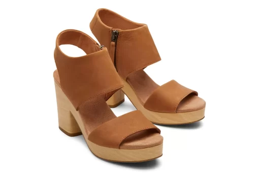 Damen TOMS Heels & Wedges*Majorca Leather Platform Sandal Hellbraunes Leder