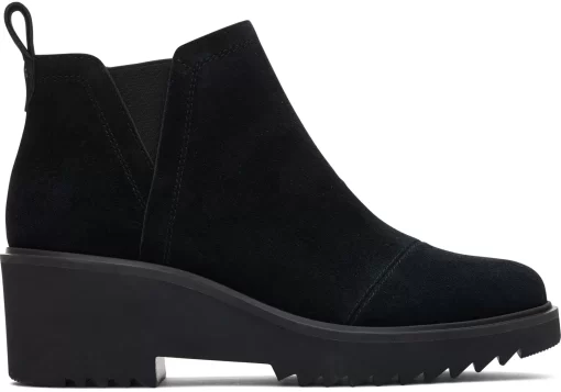 Damen TOMS Stiefeletten*Maude Black Suede Wedge Boot Suede Schwarz