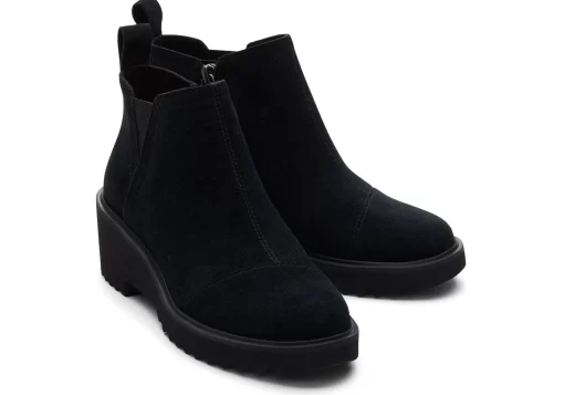 Damen TOMS Stiefeletten*Maude Black Suede Wedge Boot Suede Schwarz