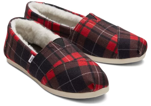 Damen TOMS Hausschuhe*Plaid Alpargata Rot