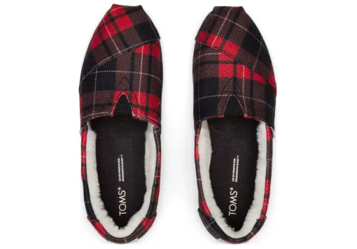 Damen TOMS Hausschuhe*Plaid Alpargata Rot