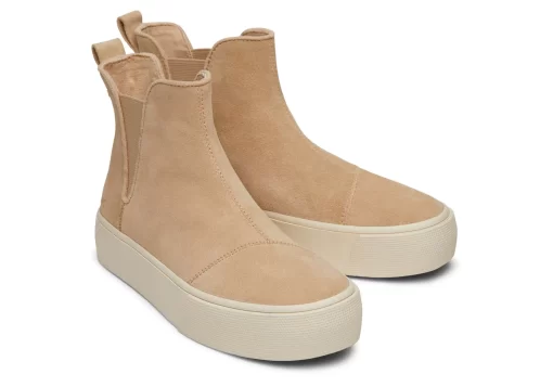 Damen TOMS Sneakers*Plateau-Chelsea-Boots Fenix Suede Oatmeal