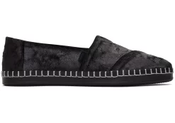 Damen TOMS Slipper*Plusch-Alpargata Mit Lederbezug Black Plush Foil