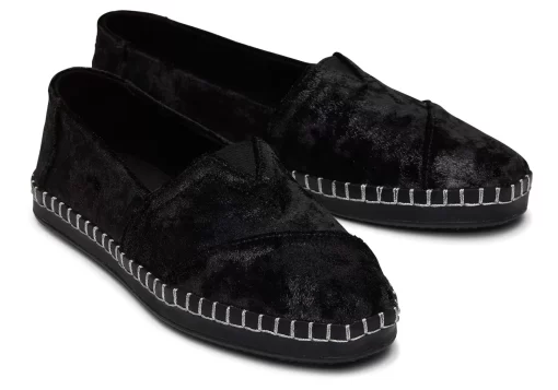 Damen TOMS Slipper*Plusch-Alpargata Mit Lederbezug Black Plush Foil