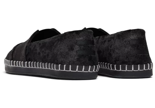 Damen TOMS Slipper*Plusch-Alpargata Mit Lederbezug Black Plush Foil