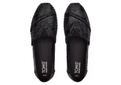 Damen TOMS Slipper*Plusch-Alpargata Mit Lederbezug Black Plush Foil