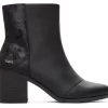 Damen TOMS Stiefeletten*Schwarzer Stiefel Evelyn Aus Leder Und Plusch Mit Absatz Leather Black Plush Foil