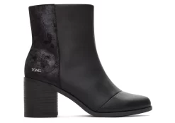 Damen TOMS Stiefeletten*Schwarzer Stiefel Evelyn Aus Leder Und Plusch Mit Absatz Leather Black Plush Foil