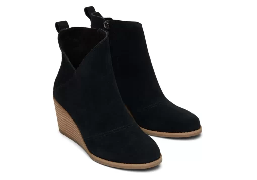 Damen TOMS Heels & Wedges*Sutton Black Suede Wedge Boot Suede Schwarz