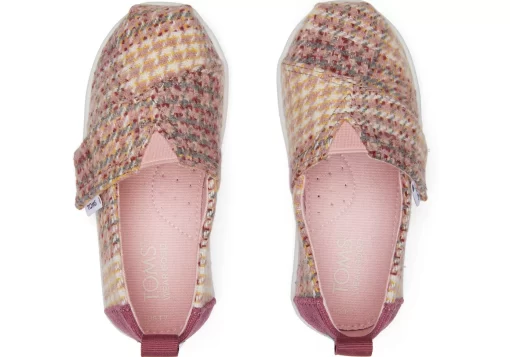 Kinder TOMS *Tiny Alpargata Plaid Tweed Toddler Shoe Pink Quartz