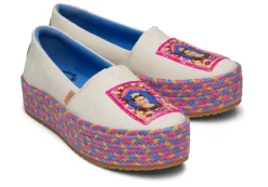 Damen TOMS Plateauschuhe*Valencia Frida Kahlo Plateau Espadrille Naturweis