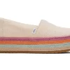 Damen TOMS Slipper*Valencia Plateau-Espadrille Pfirsichfarbige Metallic Leinen