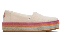 Damen TOMS Slipper*Valencia Plateau-Espadrille Pfirsichfarbige Metallic Leinen