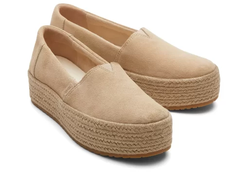 Damen TOMS Plateauschuhe*Valencia Plateau-Espadrille Suede Oatmeal