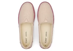 Damen TOMS Slipper*Valencia Plateau-Espadrille Pfirsichfarbige Metallic Leinen