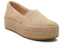 Damen TOMS Plateauschuhe*Valencia Plateau-Espadrille Suede Oatmeal