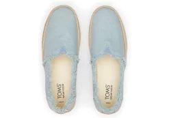 Damen TOMS Slipper*Valencia Platform Espadrille Washed Denim Pastellblau