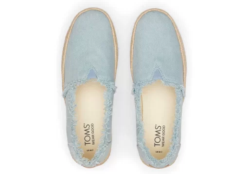 Damen TOMS Slipper*Valencia Platform Espadrille Washed Denim Pastellblau