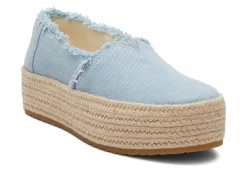 Damen TOMS Slipper*Valencia Platform Espadrille Washed Denim Pastellblau